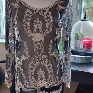 Sheer Lace Long Sleeve Top